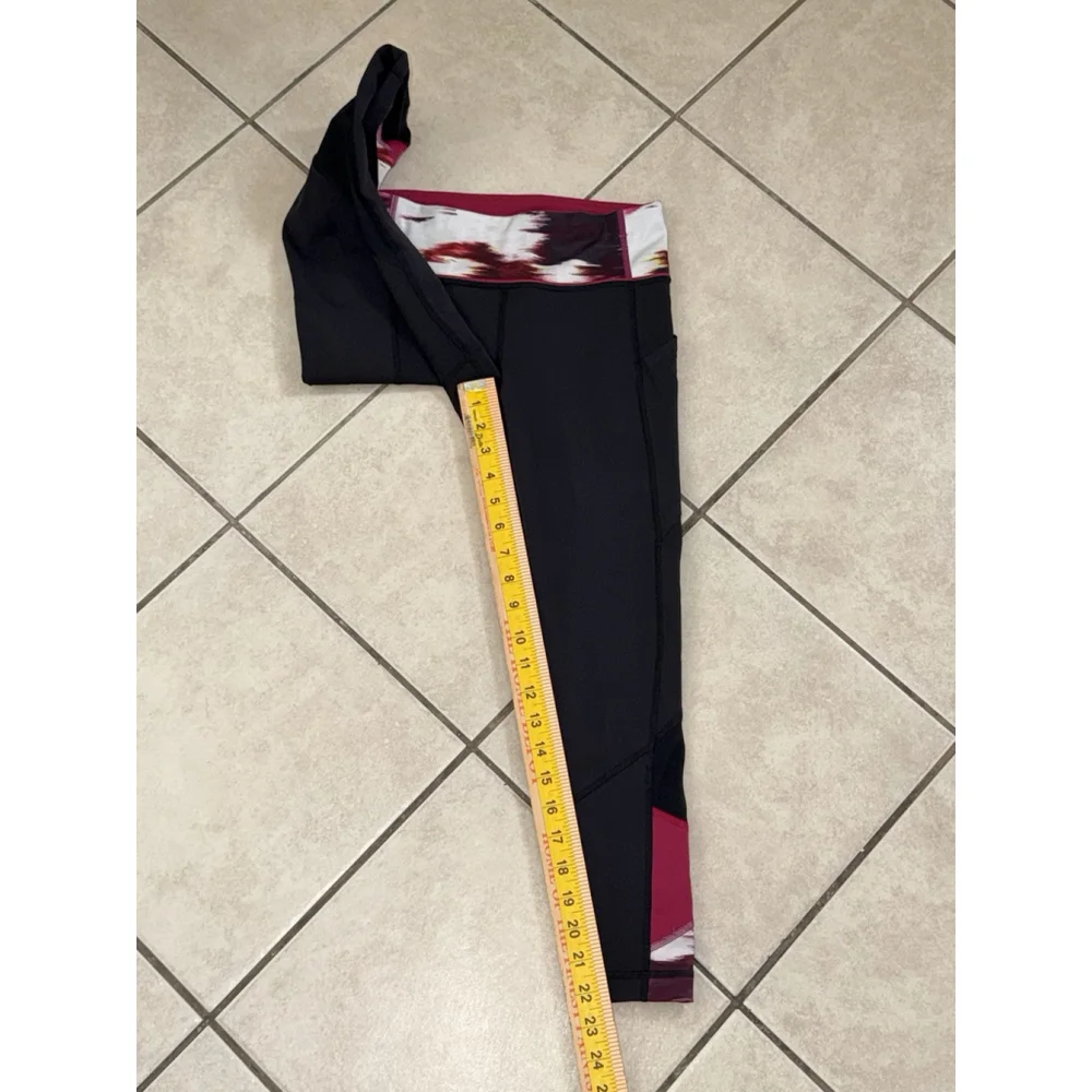 LULULEMON PACE RIVAL CROP 22”LEGGING BLACK PINK SIZE 4 - Picture 4 of 7